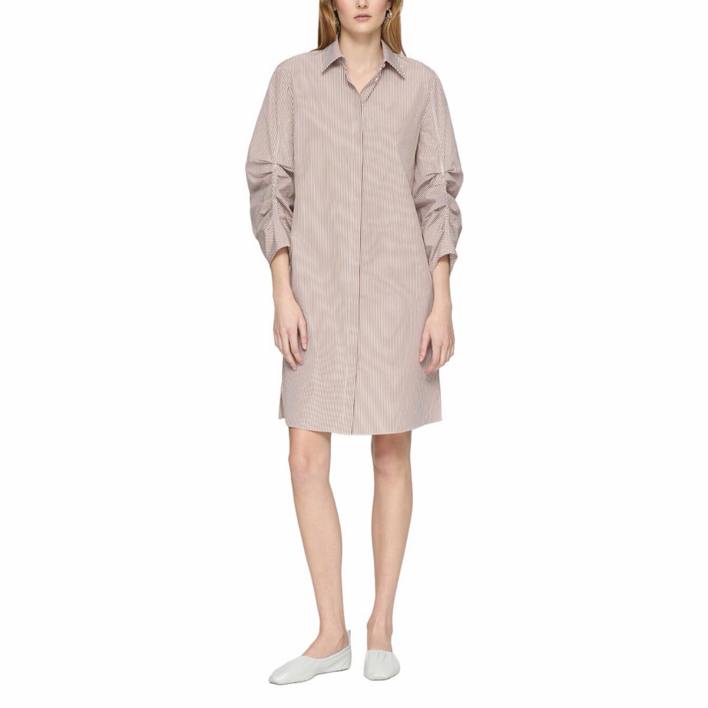 Lafayette 148 New York Ruched Sleeve Shirtdress